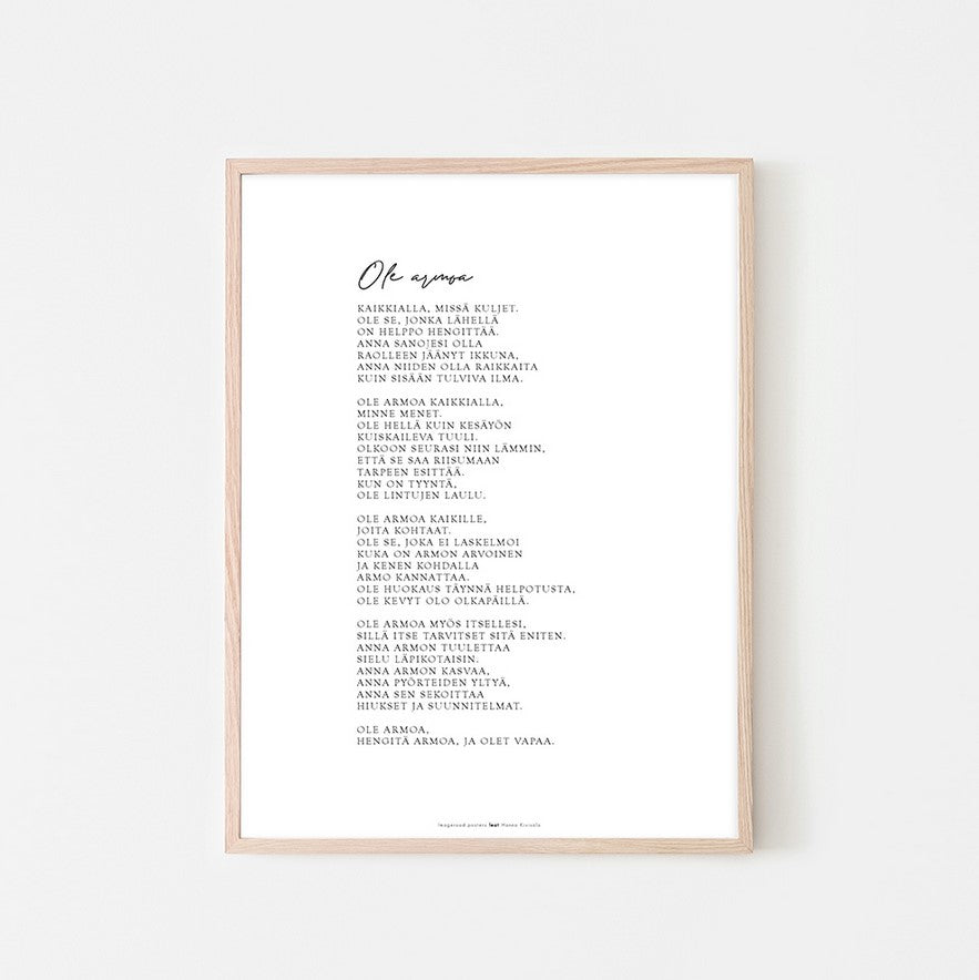 Taidekortti Ole armoa