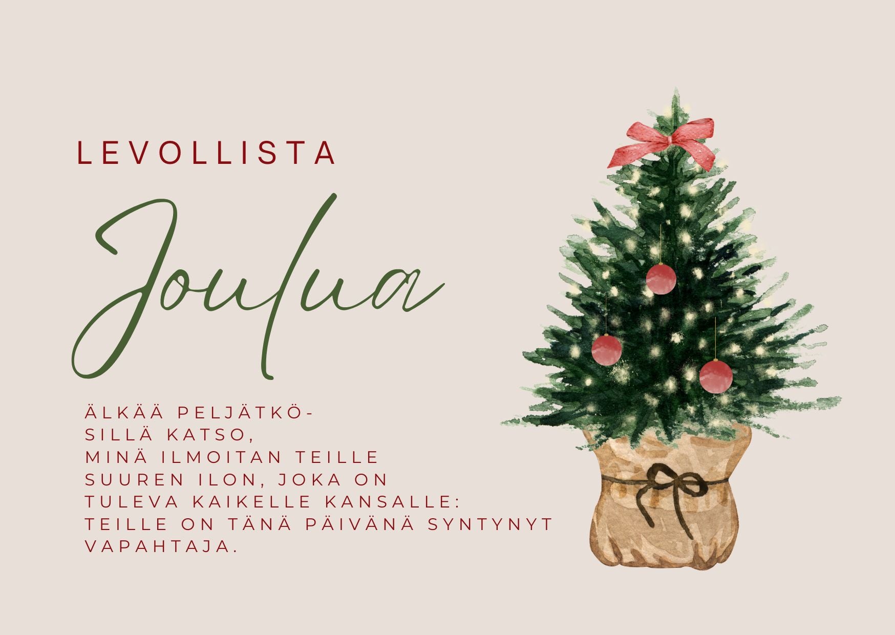 KAIVOLLA Joulukortti Levollista Joulua