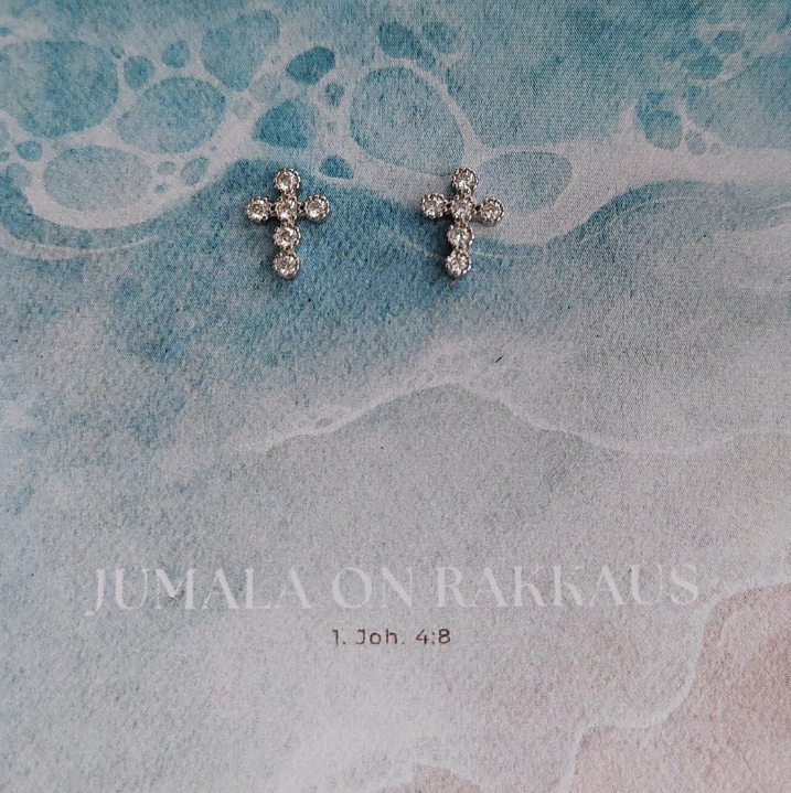 Yvonne Risti korvakorut Jumala on rakkaus Hopea