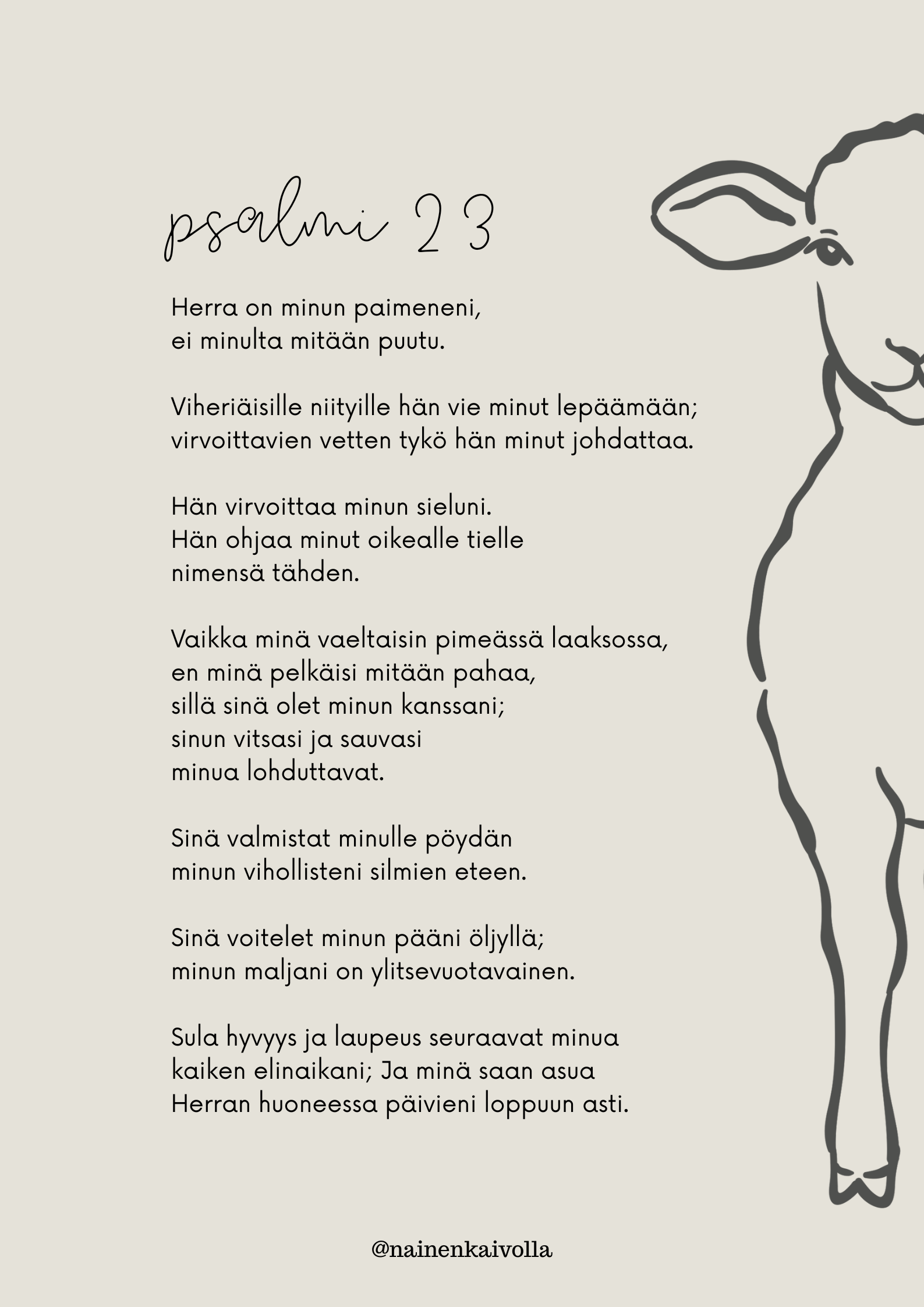 KAIVOLLA Kortti Psalmi 23